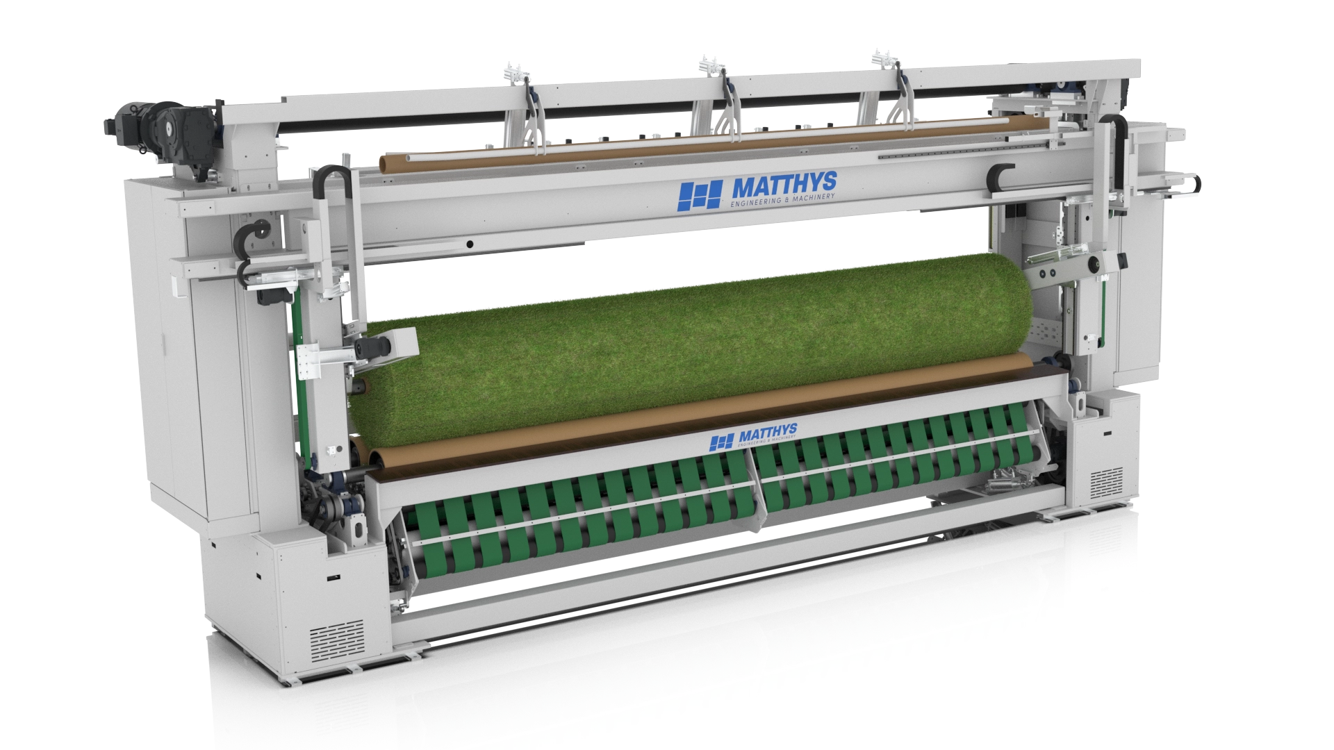 Automatic grass winder for backcoating line