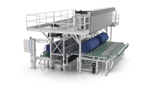 Protective film packaging system for large rolls